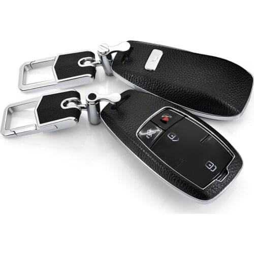 Leather Key Shell Holder Remote Car Key Case Cover For Mercedes benz 2017 E Class W213 key chrome Chain Ring Cover Accessories