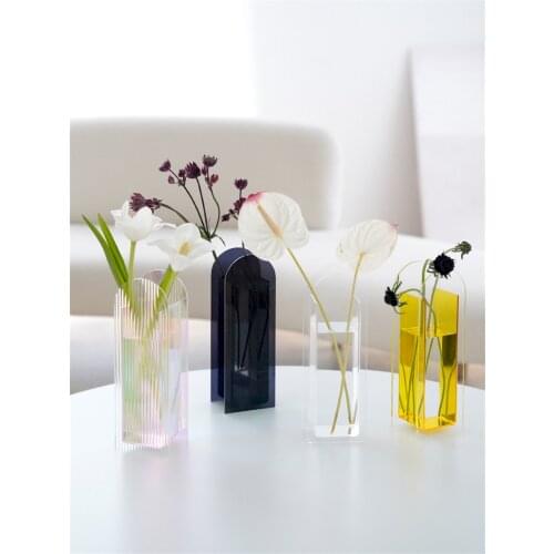 Creative Tabletop Colorful Dry Flower Vase Fresh Glass Vase INS Transparent Ornaments Fashion Home Decoration Accessories