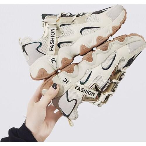 Chunky Sneakers 2021 Women Female Fashion Sneakers Lace-up Basket Femme Dad Platform Breathable Mesh Sneakers for Women