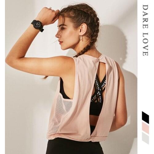 Tank Top Women Elastic Yoga Short-Sleeved Shirt Loose Breathable Running Gym Sports Vest Outdoor Fitness Wear Hollow Sexy Blouse