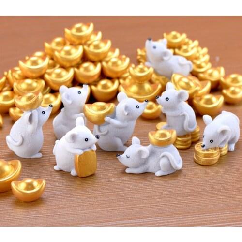 1Pcs Miniature Rat Figures Office Table/Desk Decoration Figurines, Money Rats Aborable Animal Ornaments Figurines Fairy Garden