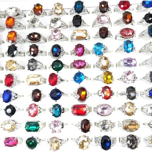 MixMax 20PCs Womens Rings Colorful Mix Styles Glass Stone Fashion Jewelry Ring Wedding Party Favor Gifts Brand New