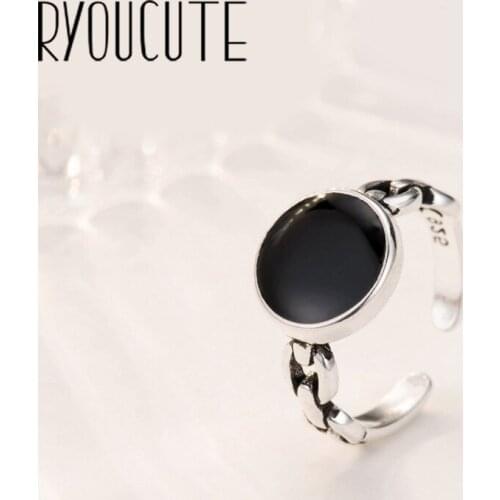 Trendy Personality Punk Black Round Rings For Women Men Lady Girls Resizable Size Rings Party Jewelry Charm Gifts 2021