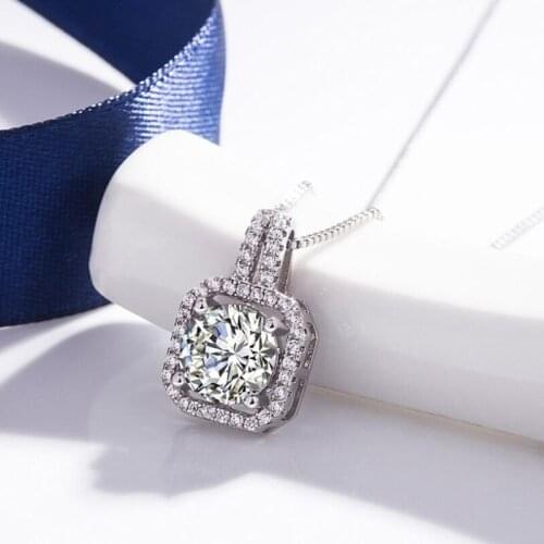 KOFSAC Fashion Silver 925 Necklaces For Women Engagement Accessories Exquisite Square Crystal Zircon Necklace Wedding Jewelry