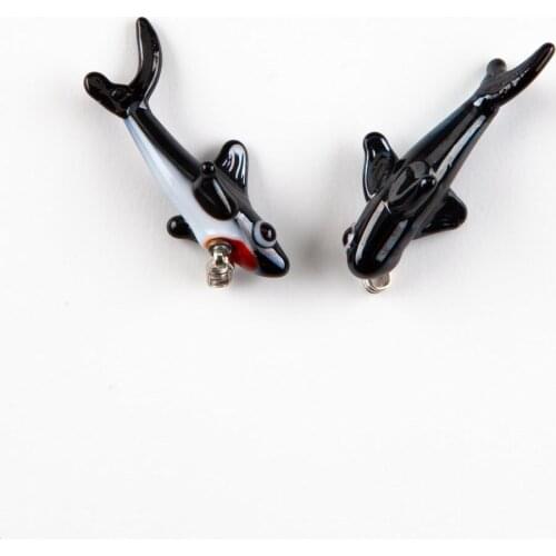 Murano Glass Shark Pendant Black