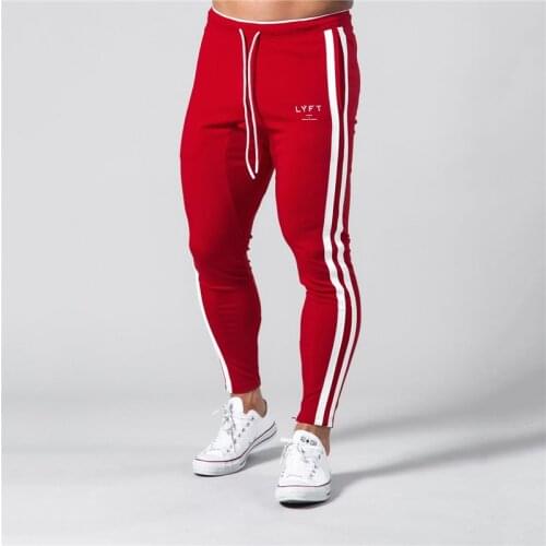 Side Stripe Mens Joggers Sweatpants Man Gym Workout Fitness Cotton Trousers Male Casual Fashion Skinny Track Zipper Design Pants
