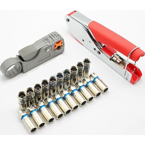 Coaxial Cable Wire Stripper RG6/RG59 Compression F Connector Tool Crimping Pliers Wire Stripping Pliers Kit