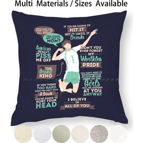 The Grand King Pillow Case Throw Pillow Cover Cotton Linen Flax Oikawa Tooru Toru Tōru Haikyuu Haikyu Hq Quotes Quote Aoba