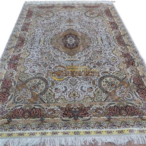 Delicate Flower Home natural silk Persian carpet Turkish handmade knotted carpet