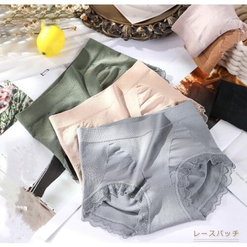 Summer Graphene Underwear Womens Thin Mid Waist Lace Panties Breathable Abdomen Butt and Hip Lift Ladies Briefs Free Size
