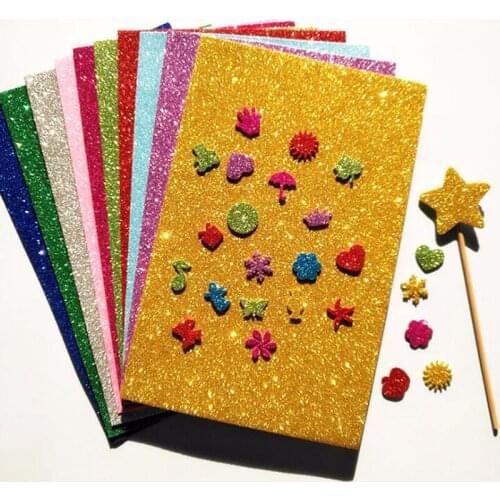 10pcs Sponge Paper Glitter Flash Gold Handcraft Foam Paper Sheets DIY Xmas Decoration