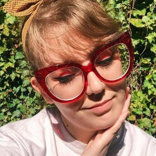 Cat Eye Glasses Frames Women 2021 Brand Design Big Frame Glsses Frame For Men Transparent Sunglasses Female Clear Lens Spectacle