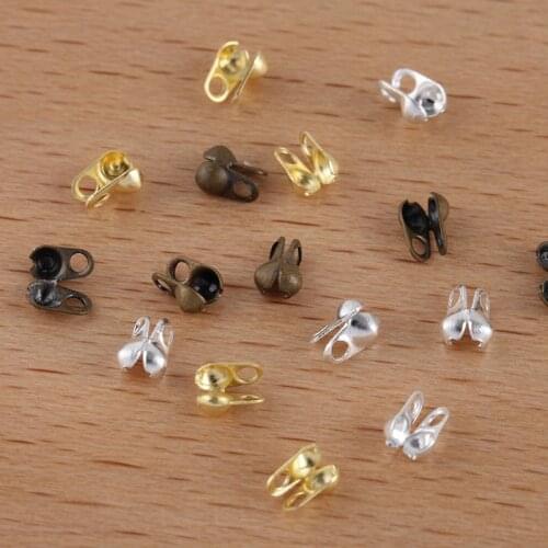 Wholesale Metal Raw Brass Silver Color Bead Buckles Covered Button Bead Chain Jewelry Accessories 1.5mm 2mm DIY Jewelry Findings
