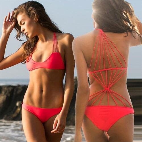 Sexy European and American Bikini, cut-out, multi-rope, cross-back, multi-color swimsuit VS029