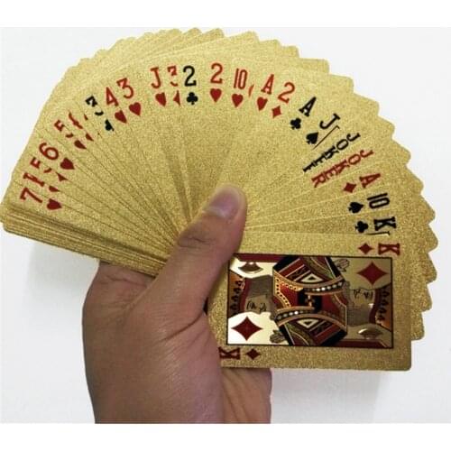 24K Gold Playing Cards Poker Game Deck Gold Foil Poker Set Plastic Magic Card Waterproof Cards Magic