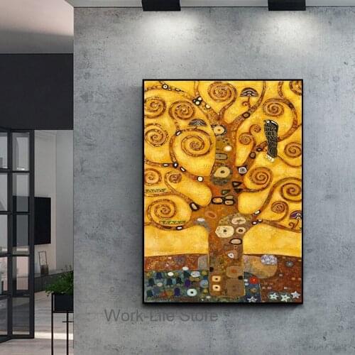 Gustav Klimt Famous Painting Classical Wall Art Poster and Prints on Canvas Painting The Tree of Life For Living Room Home Decor