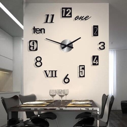 Simple And Silent Acrylic Large Decoration DIY Digital Wall Clock Modern Design Living Room Home Decoration Wall Wall Stickers