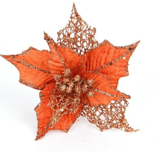 Christmas tree ornament bronze Christmas flower simulation plant branch Christmas decoration scene layout