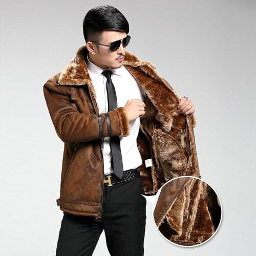 Russian Winter Mens Velvet Fur Lined Coats Thick Warm Clothing Mans Fur Leather Jackets Bomber Mens Overcoat Wadded Jackets