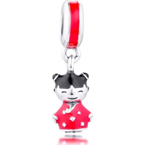 GPY Chinese Doll Charms 925 Original Fit Pandora Bracelet Sterling Silver Beads for Jewelry Making DIY Kralen