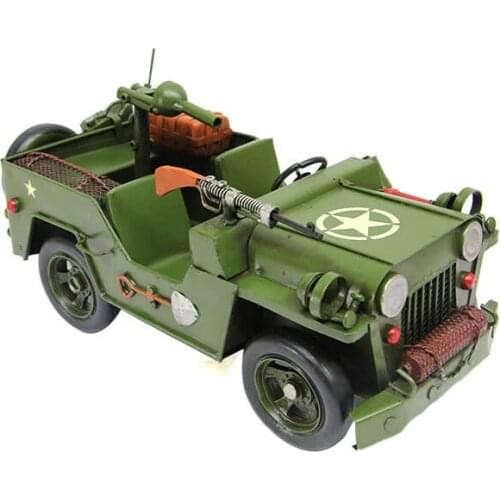 Vintage Miniature Gift Metal Military Jeep Collection Antique Decor Trinket Nostalgic Handmade Hand Painted Art Quality Durable