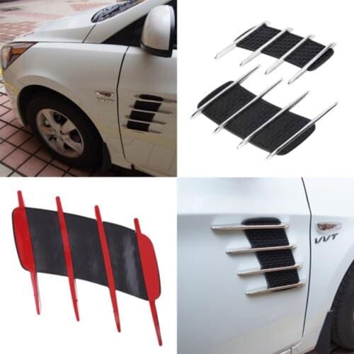 Youwinme 2pcs Universal Car Air Simulation Vent Decorative 3D Sticker Exterior Side Air Intake Flow Grille Outlet Wind Net Decal