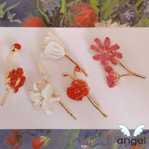 Jewelry oil painting department of plant brooch mood artistic temperament of restoring ancient ways camellia lilies