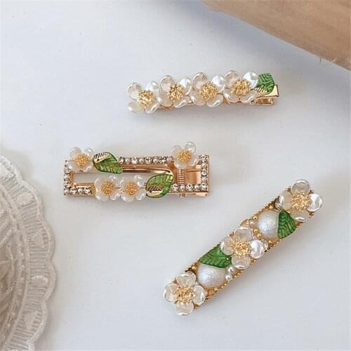 Korean Style Simple Girl Hairpin Sweet Cute Shell Flower Side Clip Green Tree Duckbill Clip for Women Fashion Hair Accessories