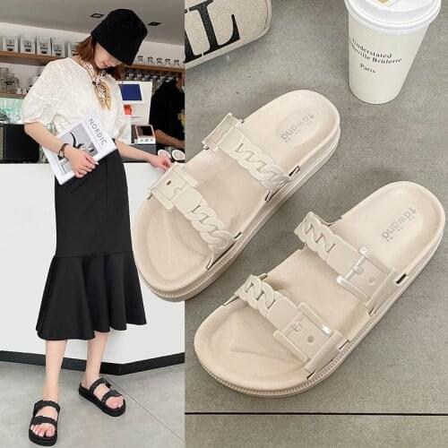 Fashion Solid Outdoor Slides for Women Platform Flat with Female Slippers Summer Office Street Women Sandals Designer Slides