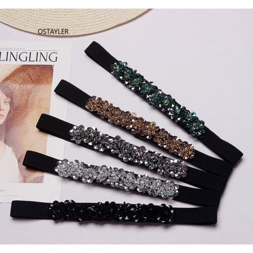 2019 Spring Summer Dress Elastic Waist Band For Women Luxury Flower Rhinestone Gems Corset Caestus Elegant Ladies Waist Belts