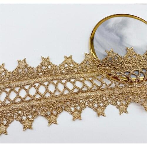 Gold Embroidered Water-Soluble Lace Trim Polyester Diy Lolita Dress Handmade Wedding Dress Sewing Supplies V2898