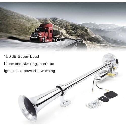 For Car Train Truck Lorry Car Air Horn 12V/24V Universal 150dB Super Loud Car Horn Single-tube Trumpet Electric Loudspeaker Kit