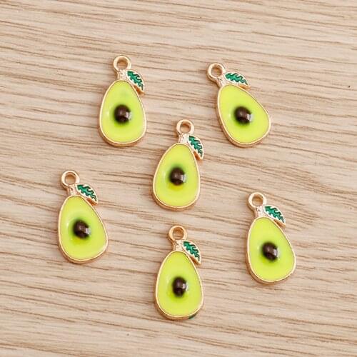 10pcs 8*16mm Enamel Avocado Charms Necklaces Pendants Earrings Cute Fruit Food Charms DIY for Jewelry Findings Handmade Making