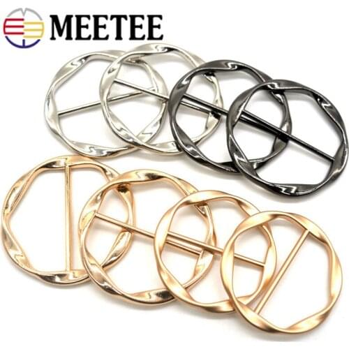 10pcs Meetee 35/40mm Round Belt Buckles Metal Adjust Buckles for Windbreaker Bags Garment Decoration DIY Sewing Accessories