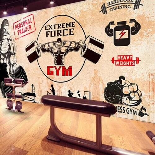 3D gym brick cement background wall decoration mural boxing yoga hall dance room background wall decoration wallpaper Waterproof