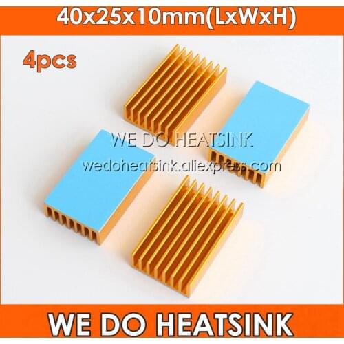 WE DO HEATSINK 4pcs Gold 40x25x10mm Extruded Aluminum Heatsink Radiator, Cooler for Chip CPU GPU VGA RAM LED IC - WE DO HEATSINK