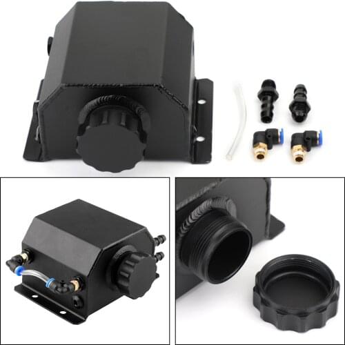 Areyourshop 1L Black Aluminum Radiator Coolant Overflow Bottle Recovery Water Tank Reservoir Universal For BMW For Ford Car Part