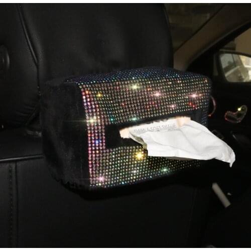 Car seat backrest tissue box back Colourful sparkling diamonds shine automotive Multifunctional Vehicle Interior