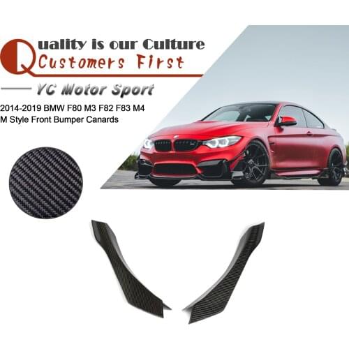 Car Accessories Carbon Fiber MAD Style Front Canards Fit For 2014-2019 F80 M3 F82 F83 M4 Front Bumper Canards