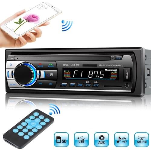 Car MP3 Multimedia Player SD USB JSD-520 12V In-dash 1 din Bluetooth Autoradio FM Aux Input Receiver Car Stereo Radio