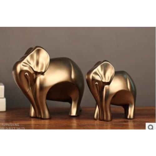 Resin crafts creative gifts home furnishing pieces wholesale American style imitation copper zhaocai elephant sculptures crafts