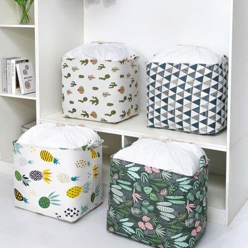100L Large Toy Storage Basket Folding Laundry Basket With Lid Toy Clothes Organizer Home Storage Sundries Folding Bag Quilt Box