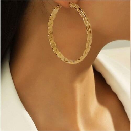 Alloy Wave-Shaped Big Circle Earrings Europe America Exaggerated Personality 2021 Trend Workplace Earrings For Women