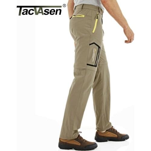 TACVASEN Lightweight Summer Convertible Pants Shorts Mens Quick Drying Pants Zipper Pockets Hiking Cargo Trousers Outdoor Male