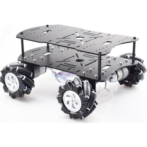 Double layer 4WD 80mm Mecanum Wheel RC Robot Car Chassis with DC 12V Encoder Motor for Arduino Raspberry Pi DIY Project STEM Toy