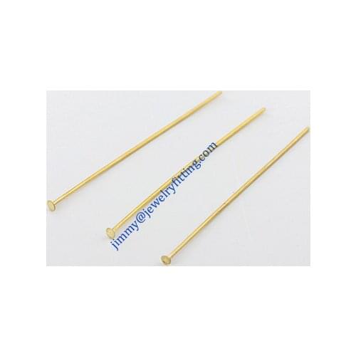 Jewelry Making findings Raw brass metal Head Pins with flat end Scarf Pins jewellry findings 0.8*50mm shipping free