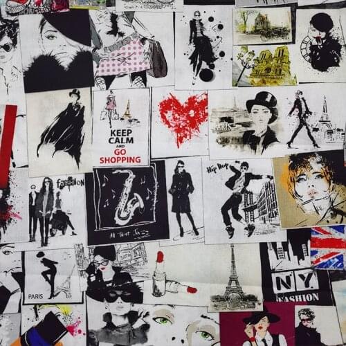 Good White Bottom Cotton Fabric Fashion Character European/USA Style Printing Patchwork Sewing Material Diy Shirt Clothing Dress