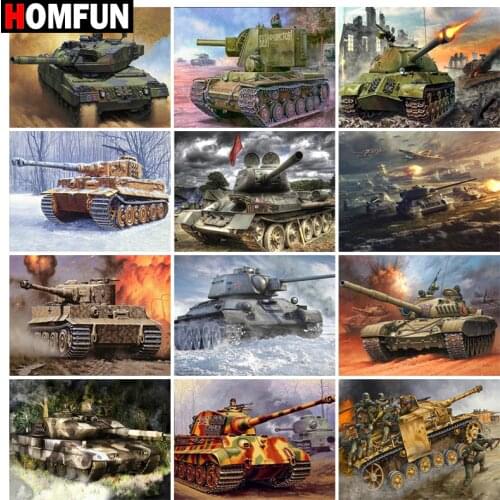 HOMFUN Rhinestone Painting Crystal Decor Diy Diamond Painting "Tank war landscape" 3D Cross Stitch Pattern Diamond Embroidery