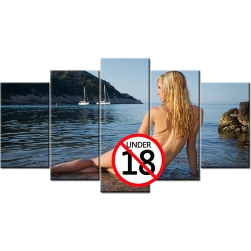 Blonde Girl Hot Body Wall Art Modular 5 Pieces Canvas Painting Wall Picture Prints Poster For Living Room Decor