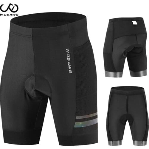WOSAWE Men MTB Bicycle Tight Shorts Mesh Breathable Reflective Cycling Ropa ciclismo Bike Shorts with Pads Shockproof briefs